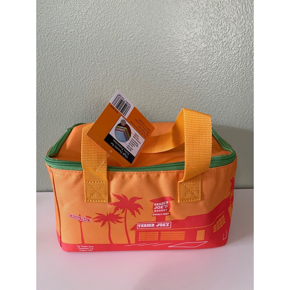Trader Joe's Insulated Mini Lunch Bag Orange Green Palm Tree Collection 2026 - Picture 2 of 12